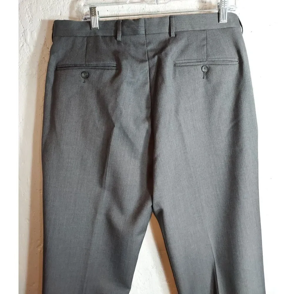 Stafford‎ Men's 2pc Wool Blend Suit Gray 46 L 36 32 Business Formal Jacket Pants